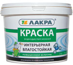 Краска ВД ЛАКРА интерьерная влагостойкая белоснежная 3 кг
