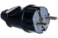 Вилка прямая с заземлением АБС-пластик 16А IP20 черная UNIVersal 