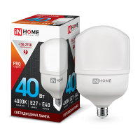 Лампа св/д тип Т HP-PRO 40W Е27 с адаптером Е40 4000К IN HOME