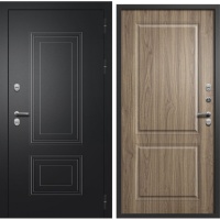 Дверь мет. FLYDOORS Шторм ТЕРМО Зеркало Букле черный Орех пекан медовый 960 Правая