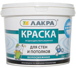 Краска ВД ЛАКРА д/стен и потолков Белоснежная 3кг