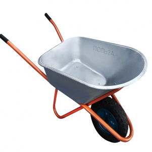 Тачка строительная 1-колесная  ПОЛЬЗА М1-120 л/250 кг толщина 0,9 мм  колесо 4.00-8 Тачка строительная 1-колесная  ПОЛЬЗА М1-120 л/250 кг толщина 0,9 мм  колесо 4.00-8